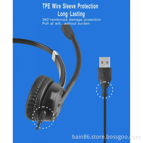 CS11 USB over-ear headset with microphone call center game music headset